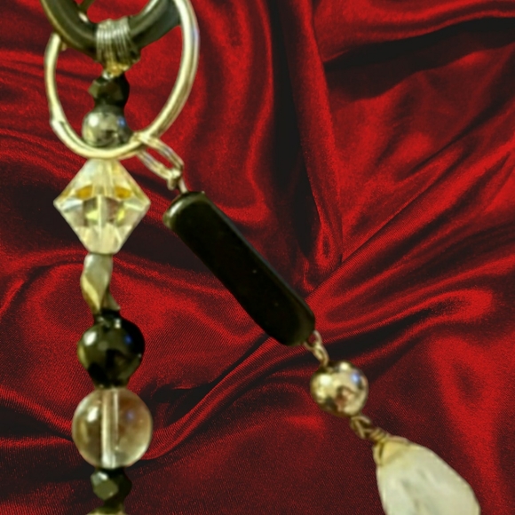 Black & White Crystal Beaded Handcrafted Keychain - Picture 4 of 8